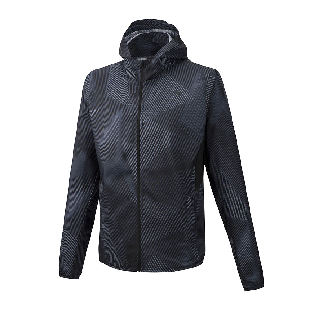 Panske Bundy Mizuno Hoodie Bezecke Čierne Vypredaj UFHT40581